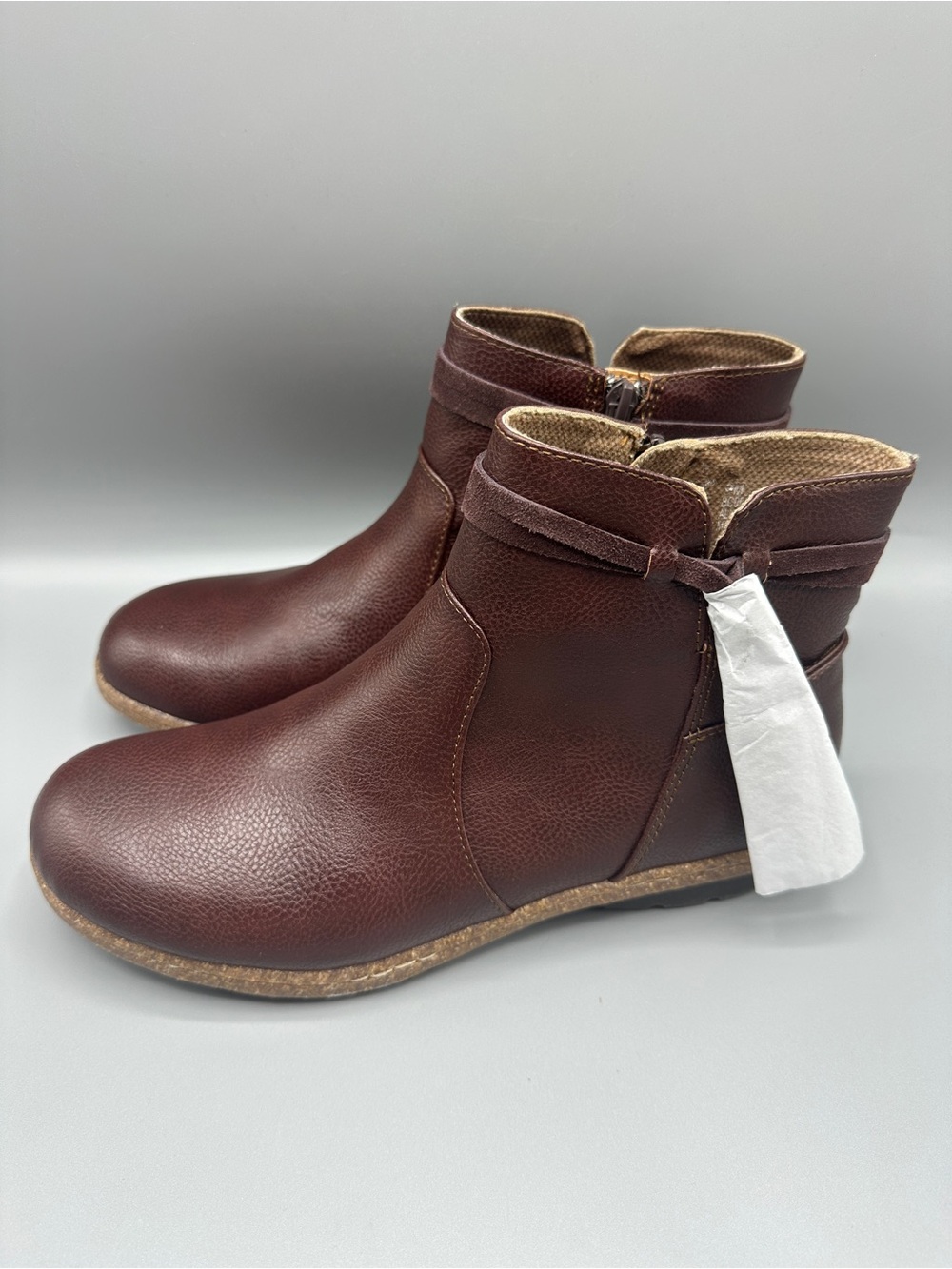 boc By Born Faux Leather Zip Boots Women’s Size 9M Dark Brown (Redish)